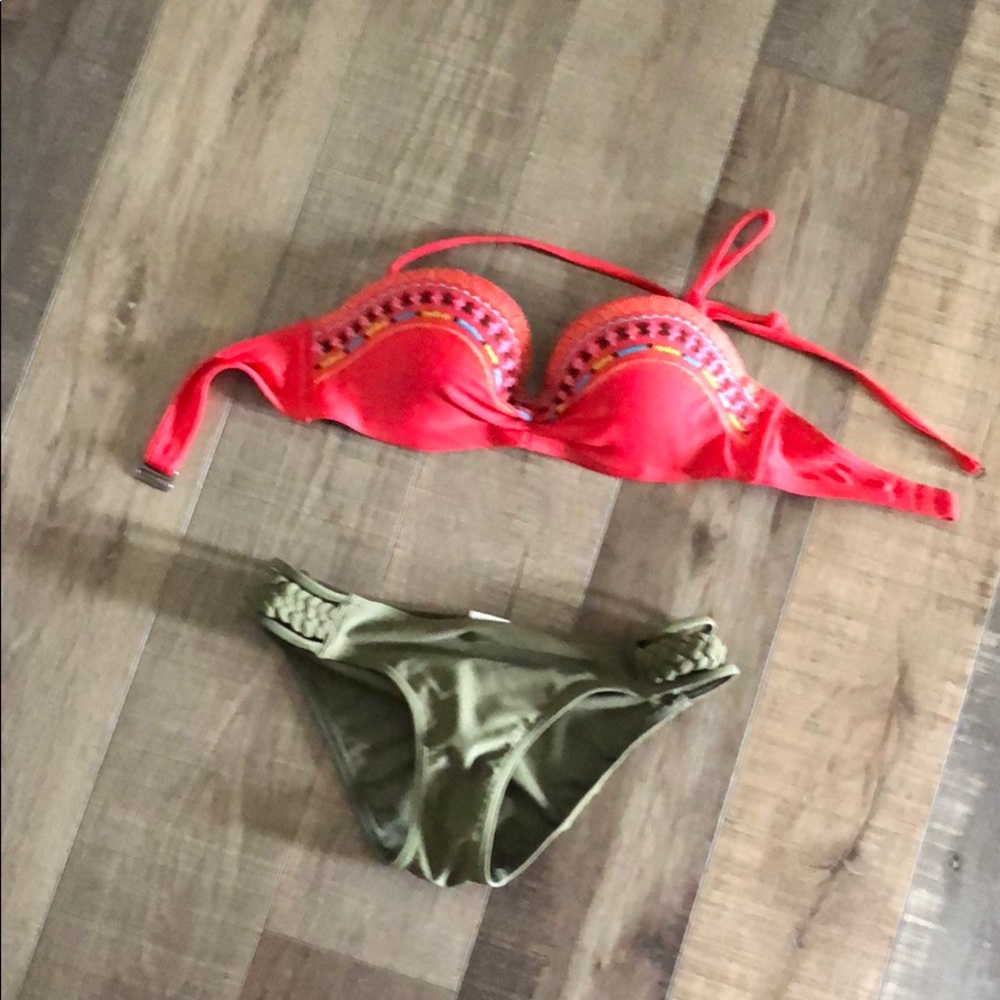 Padded coral green bikini